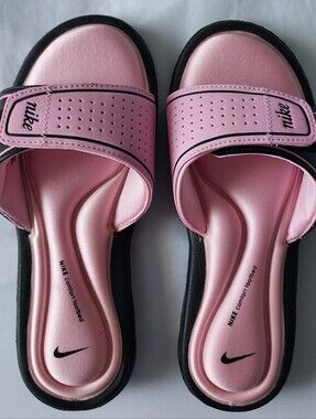 Nike Pink and Black Women's Padded Slide Sandals
